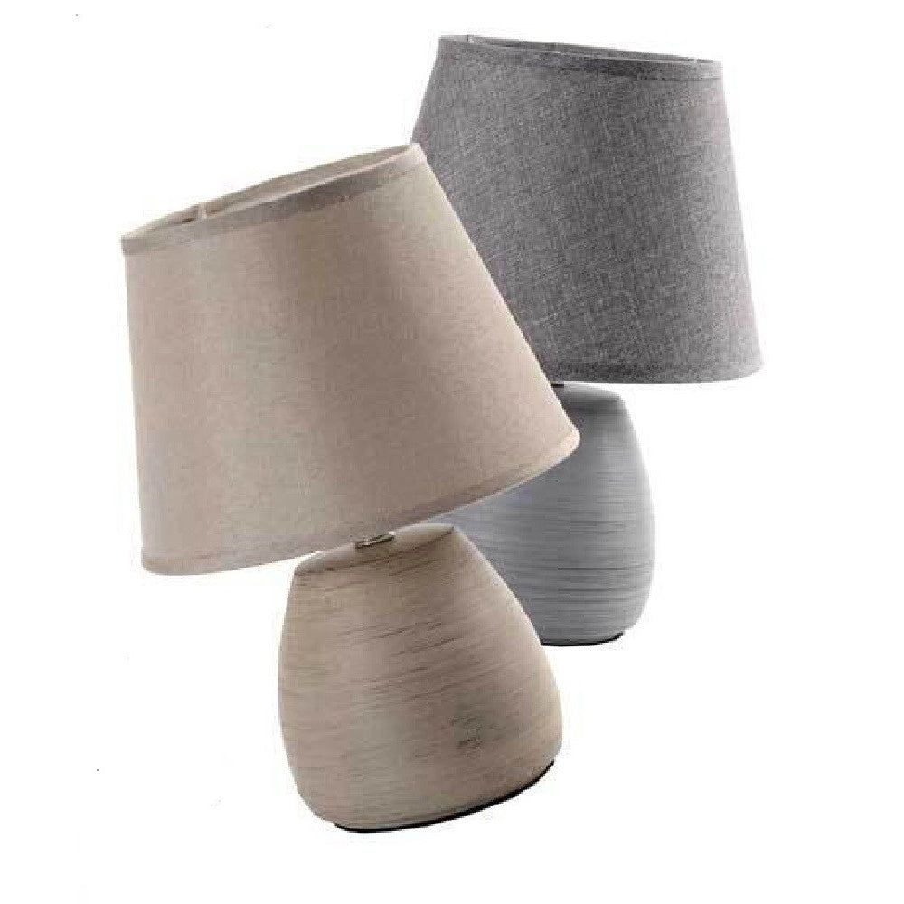 Trade Shop - Lampada Lumetto Abat-jour 23x32cm Da Tavolo Base In Ceramica 3 Colori Ass 763564 -