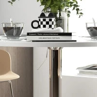 Tavolo da bar rotondo, regolabile in altezza 69-91 cm, con piano girevole a 360°, Bianco e argento