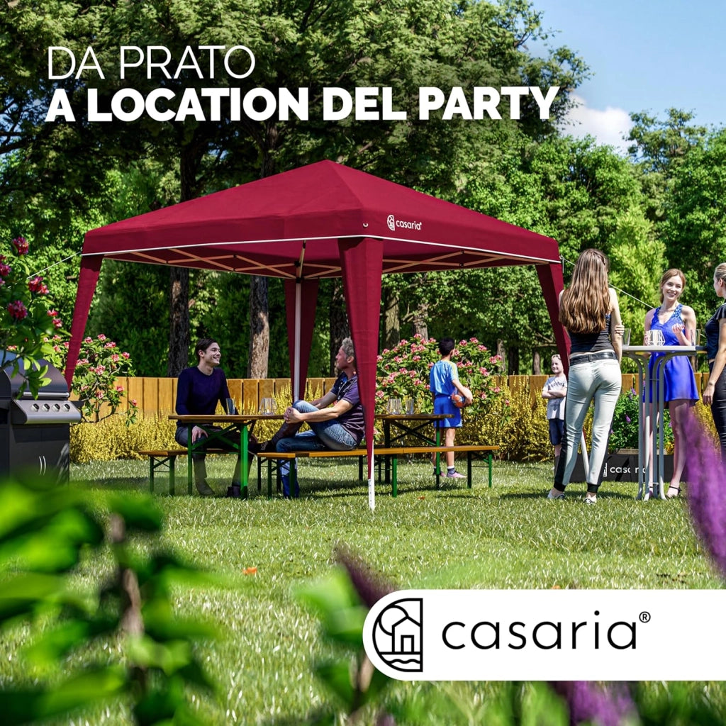 ® Padiglione Capri 3x3m Pieghevole Pop-Up Impermeabile per Giardino Tenda per Feste Fissa Rosso