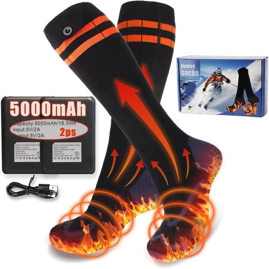 Sokke elettriche riscaldanti 5V 5000mAh caricabatteria USB - 4 impostazioni di riscaldamento - calzettoni riscaldanti lavabili per inverno per donne e uomini - sciare campeggio