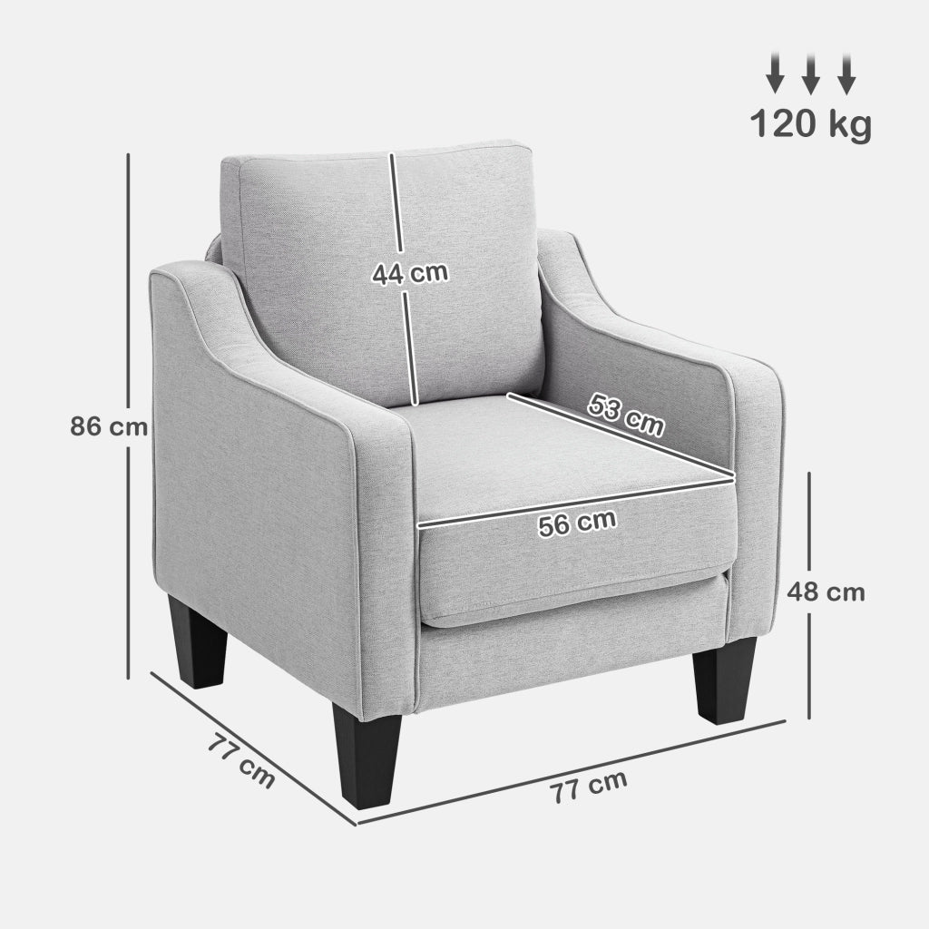 Poltrona da Salotto 77x77x86 cm a Molle Insacchettate in Tessuto Grigio