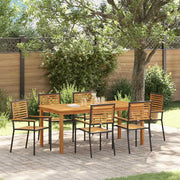 Set da Pranzo per Giardino 7 pcs Nero Legno di Acacia Massello 3365541