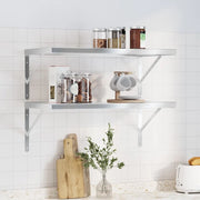 Mensole a Muro 2 pz 75x40 cm Argento in Acciaio Inossidabile 3214505