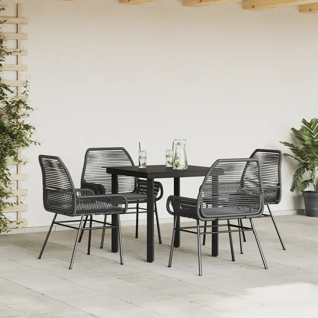 Set da Pranzo da Giardino con Cuscini 5 pz Polyrattan Vetro 3334563