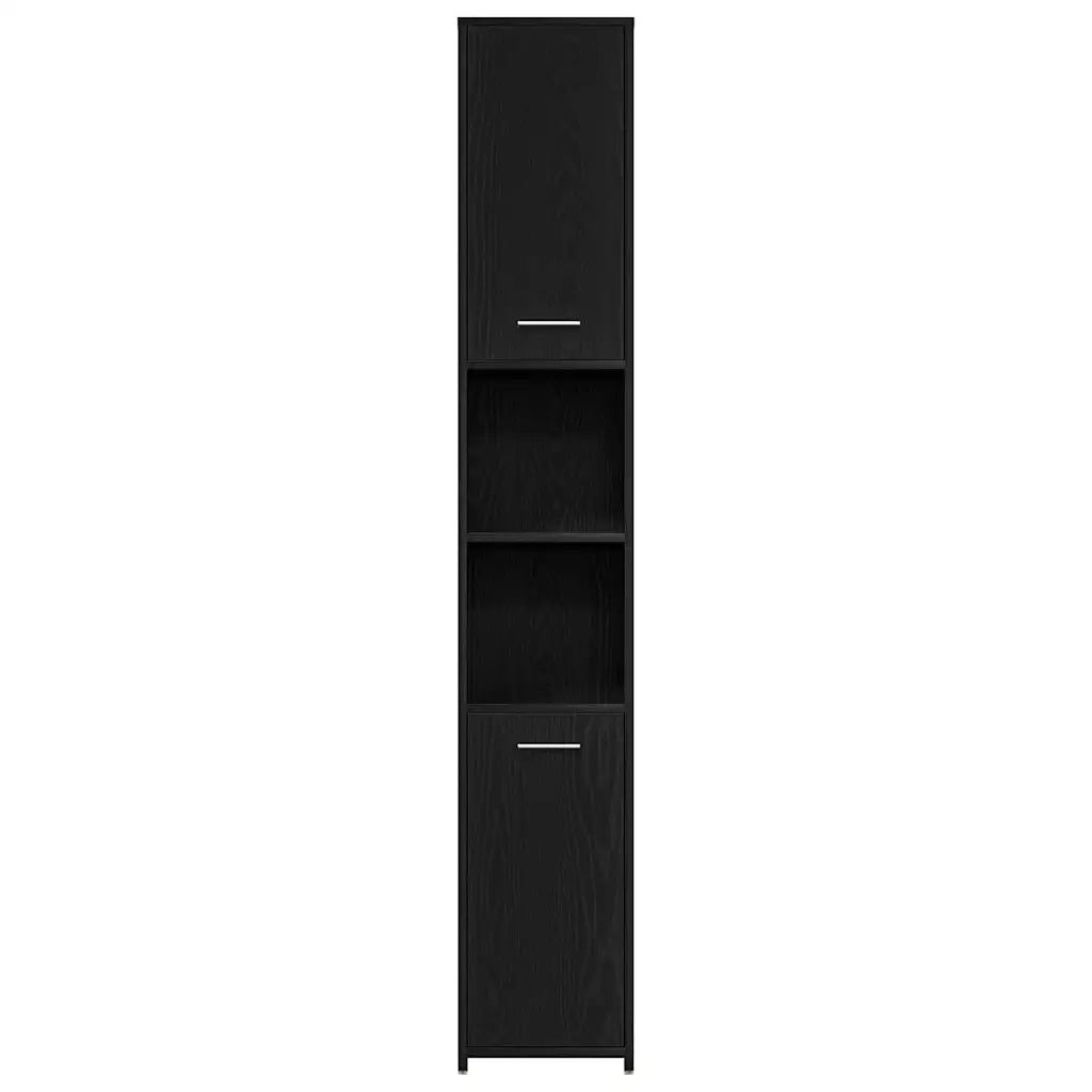 Mobile da Bagno Rovere Nero 30x30x183,5 cm in Truciolato 863124
