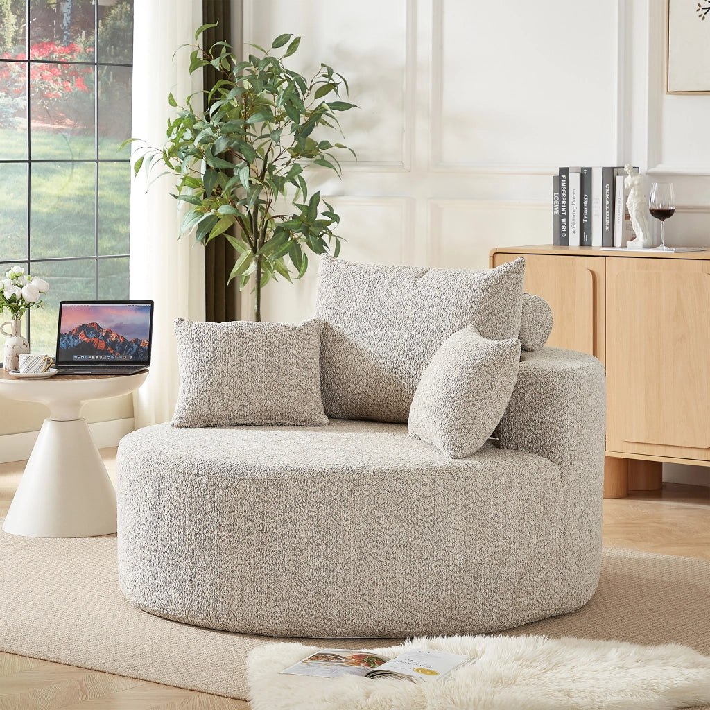 Fauteuil modulare in ciniglia senza montaggio con cuscino schienale cilindrico, morbido khaki 33 × 33 × 133 cm