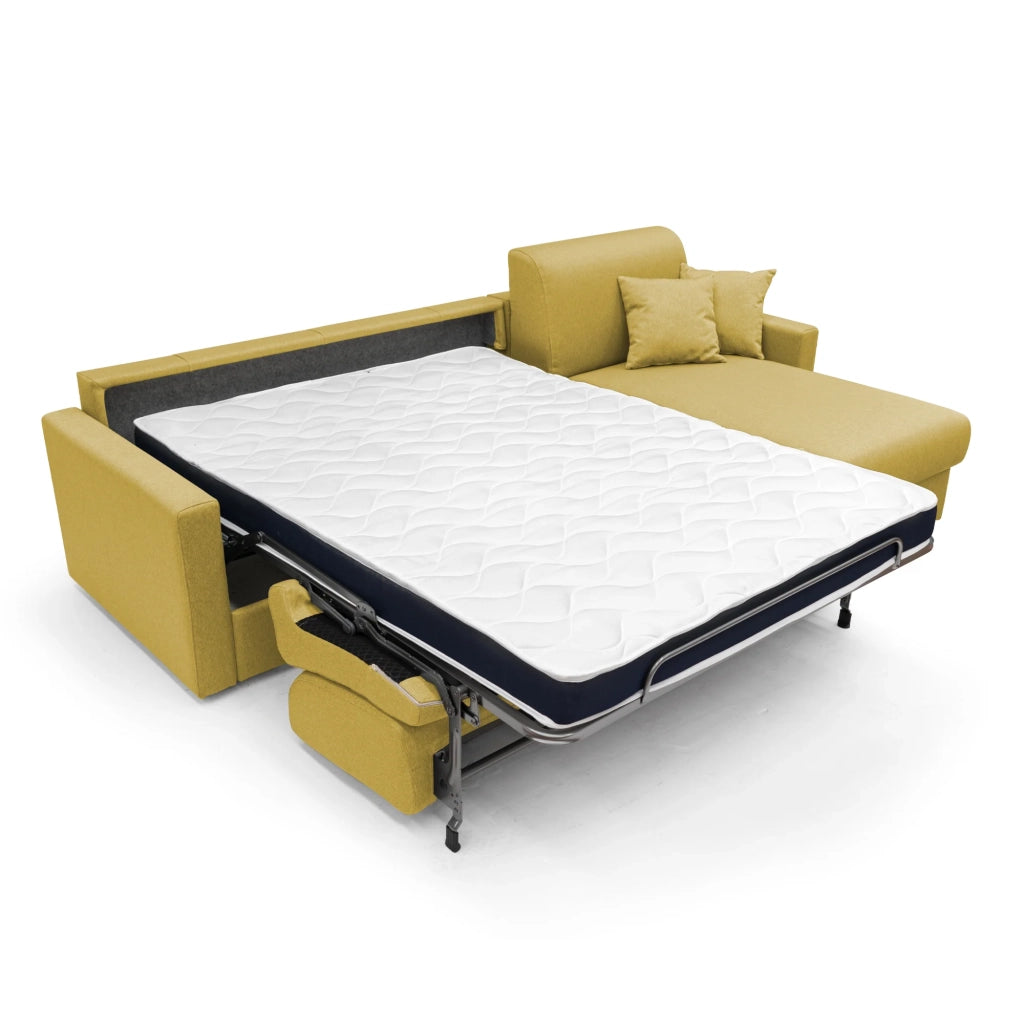 Chris Divano letto angolare 5 posti in tessuto impermeabile T13 268 cm Sinistro (mat. 140x197) giallo