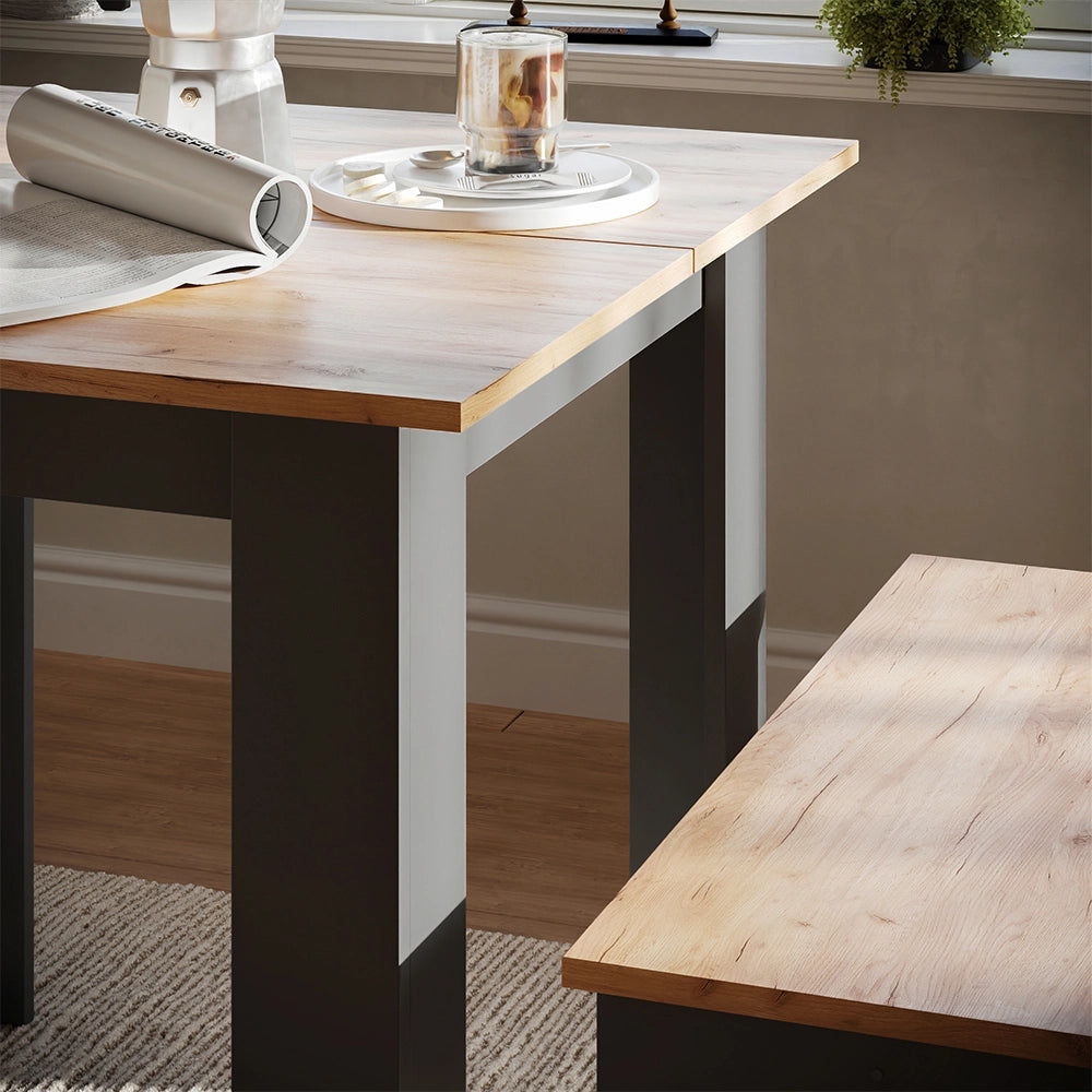 Vicco Set di tavoli da pranzo Antracite/quercia dorata 80 x 80 cm con 2 panche
