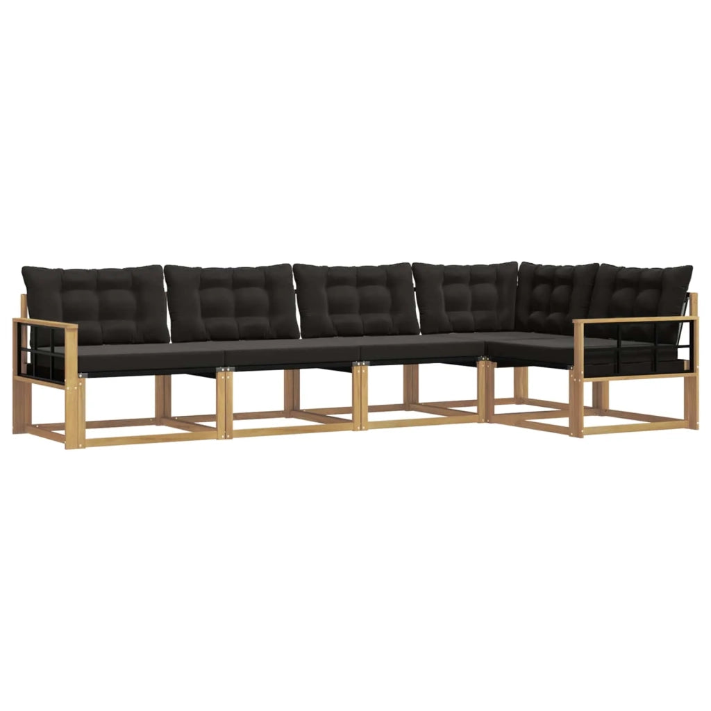 Set di divani da esterno con cuscino 5 pcs Bianco e Nero 3388690