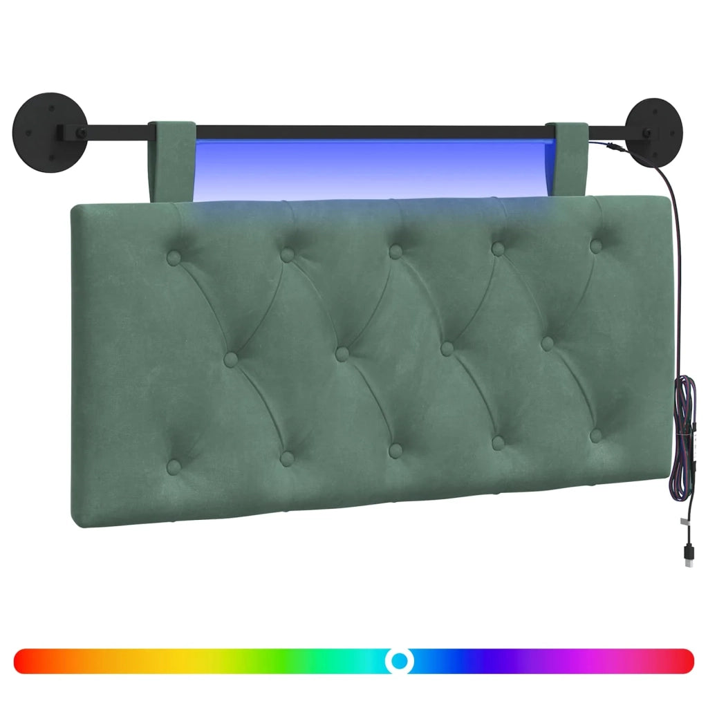 Testiera | Testata sospesa Con luce LED Verde Mare Velluto