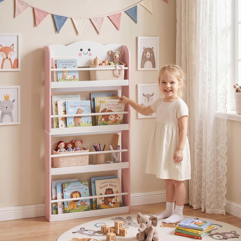 Libreria per bambini 4 livelli ¨C zephmum ¨C rosa 80x24x