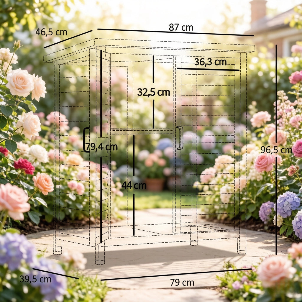 Armadio Da Giardino In Legno Giallo 87 X 46,5 X 96,5 Cm Con Ripiano E Doppia Porta Per Esterni E Interni