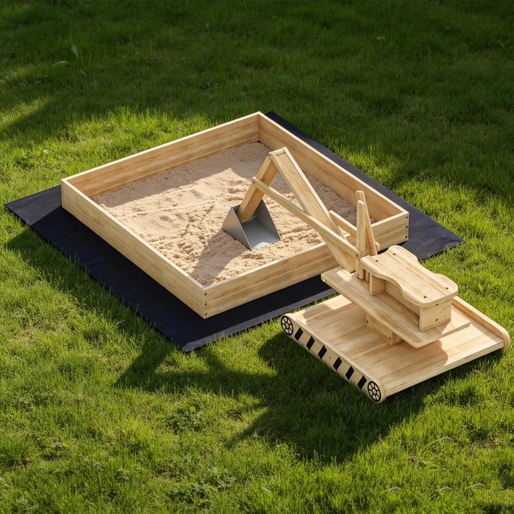 Sabbiera con Escavatore e Sedile Girevole 360¡ã ¨C Xylo ¨C Legno Naturale 184x90x56 cm