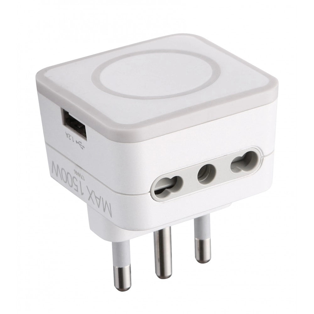 ADATTATORE TRIPLO CON PORTA USB 10A 2P+T - 2 prese 10A+T