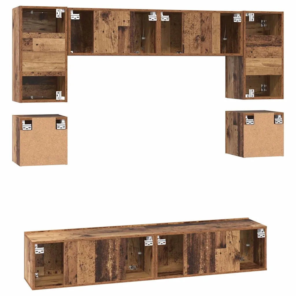 vidaXL Set mobile TV 8 pcs Legno vecchio 80 x 30 x 30 cm