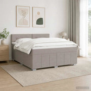 Letto Box Spring LED con Materasso Tortora 180 x 200 cm Tessuto 3455665
