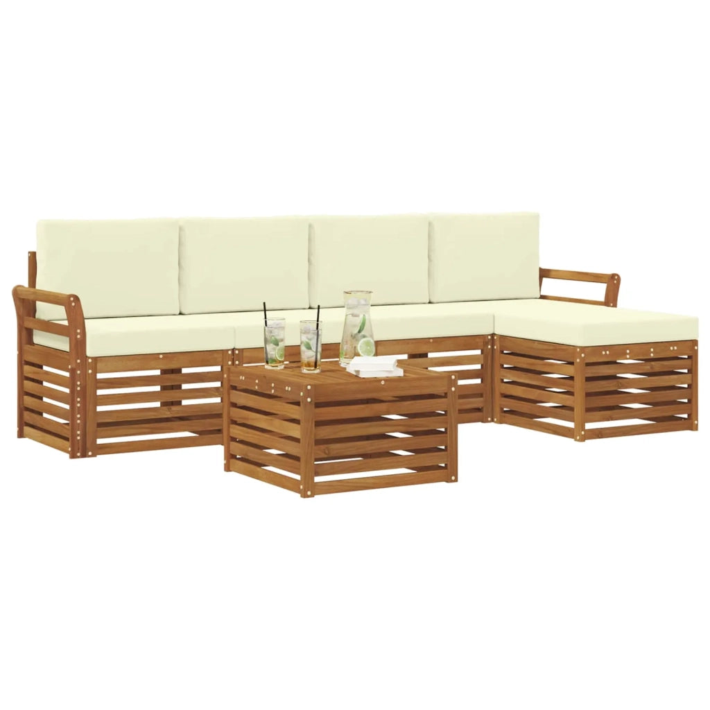 Set di divani da esterno 6 pz Naturale e Crema 3374690
