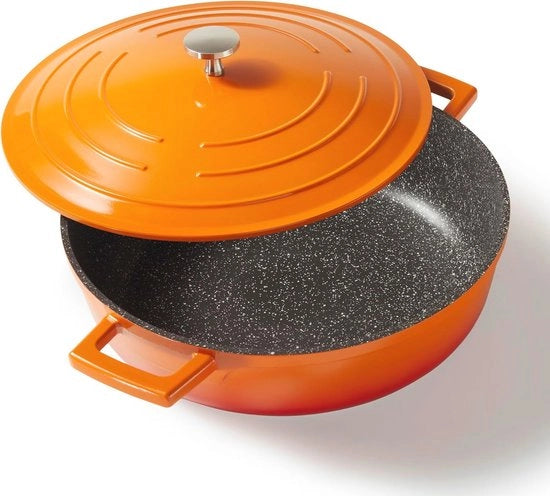 Piastra da griglia 28 cm con coperchio in alluminio stampato - Cucina sana senza grassi