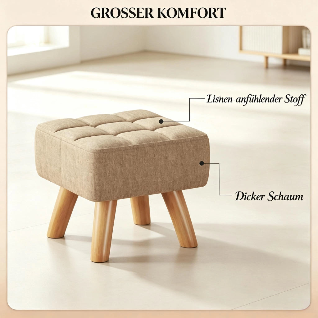 POUF Poggiapiedi 27x27x26 cm Marrone chiaro in lino