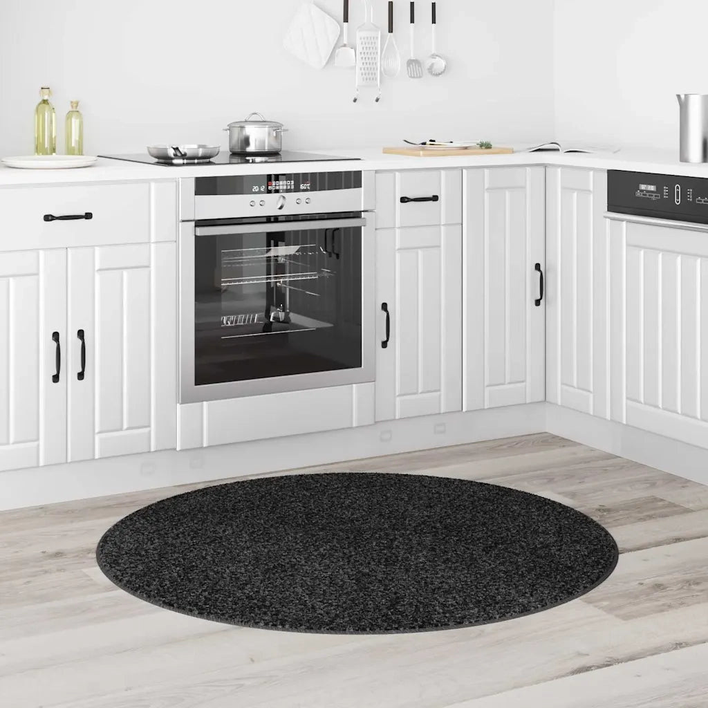 Tappeto Shaggy Antiscivolo Grigio scuro 120 x 120 cm PP 4019774