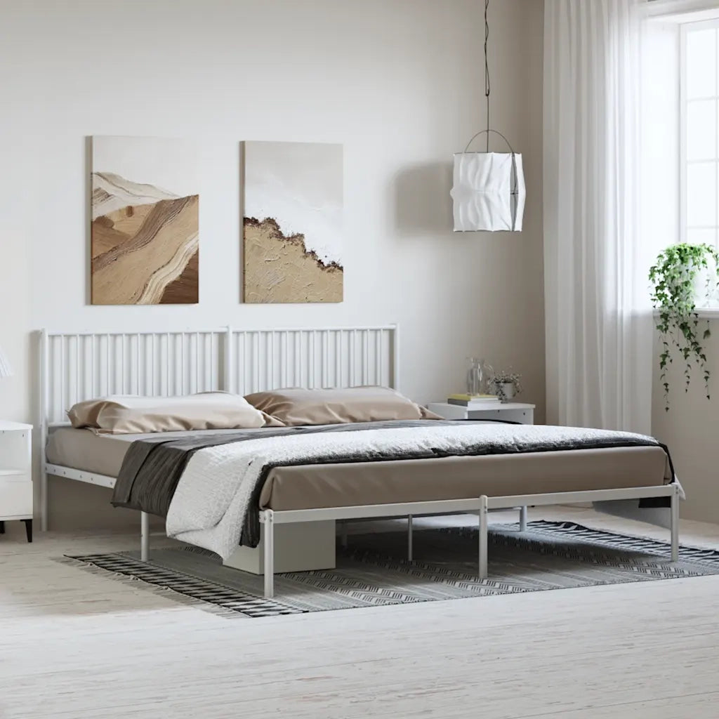 Giroletto con Testiera-Struttura Letto con testiera Metallo Bianco 183x213 cm 273069