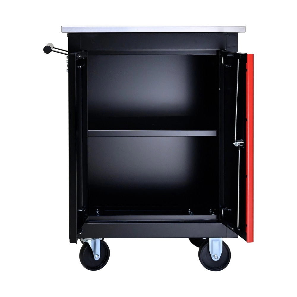 Carrello Porta Utensili Multifunzione a 2 Ante ¨C MINIMAL ¨C Nero e Rosso