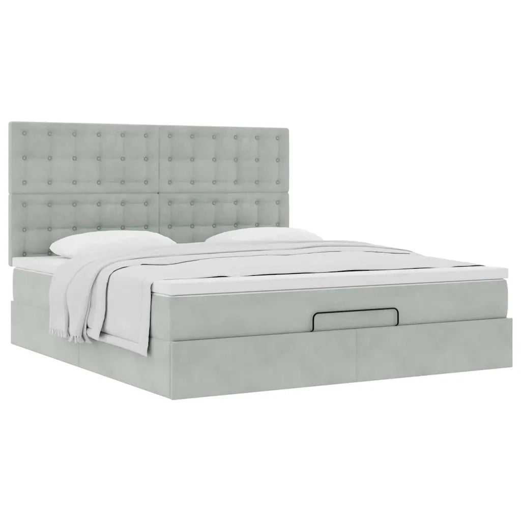 vidaXL Struttura Letto Pouf con Materassi 160x200 cm in Velluto