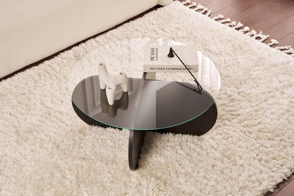 Tavolo basso in legno "Aeris" - 75 x 75 x 35 cm - Bois Noir Fumée