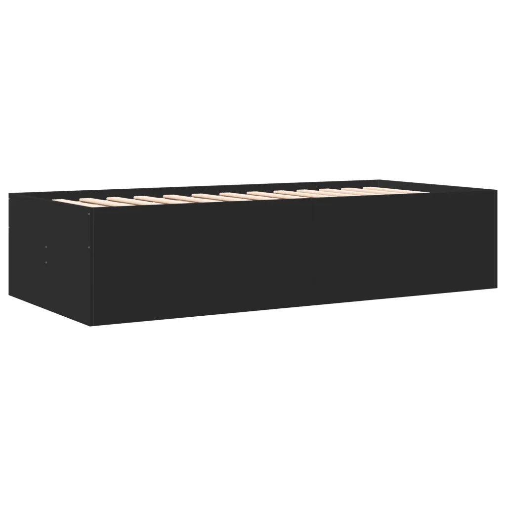 Divano Letto con Cassetti senza Materasso Nero 90x200 cm