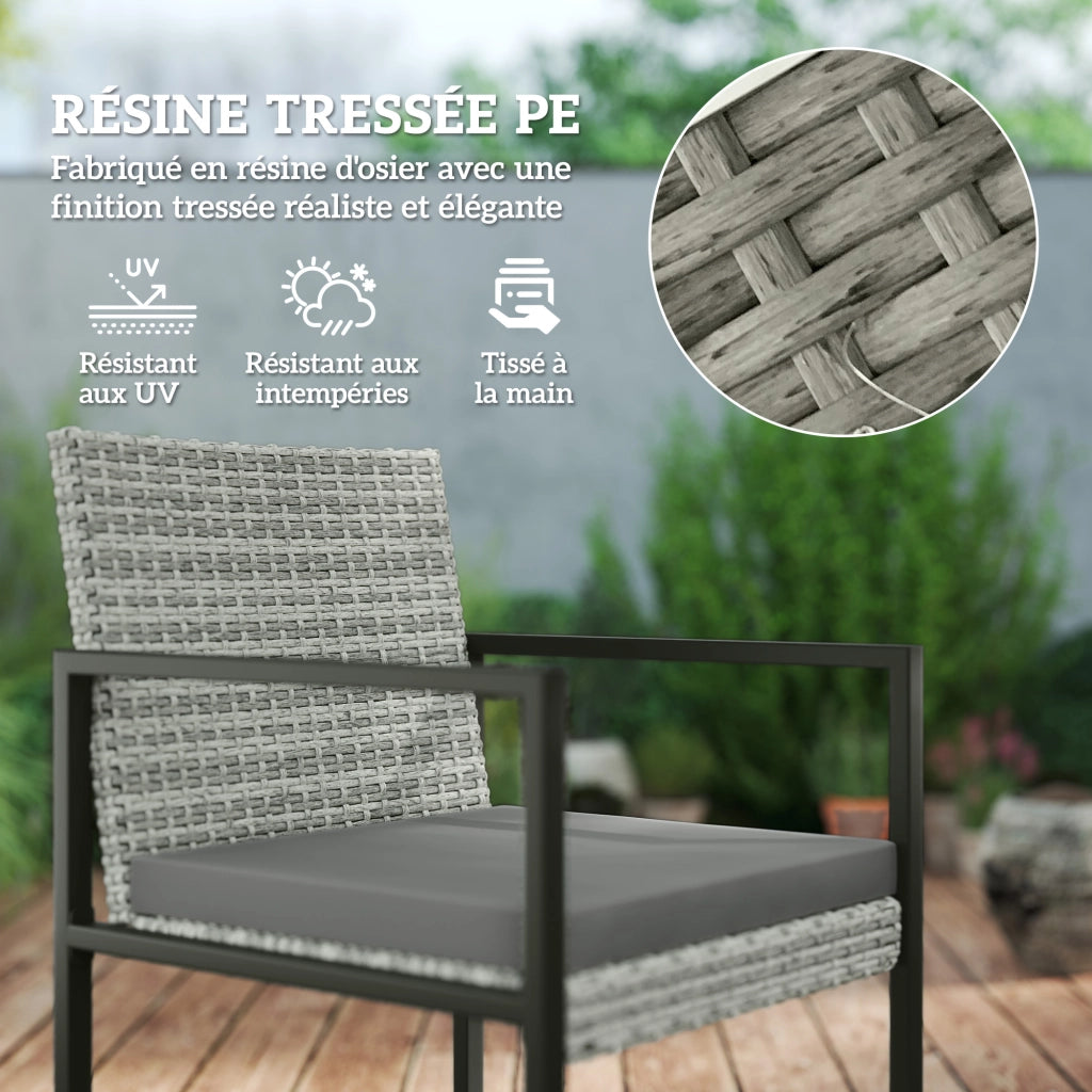 Set tavolo e sedie da giardino 8 posti ¨C zephmum ¨C polyrattan grigio con cuscini e piano vetro