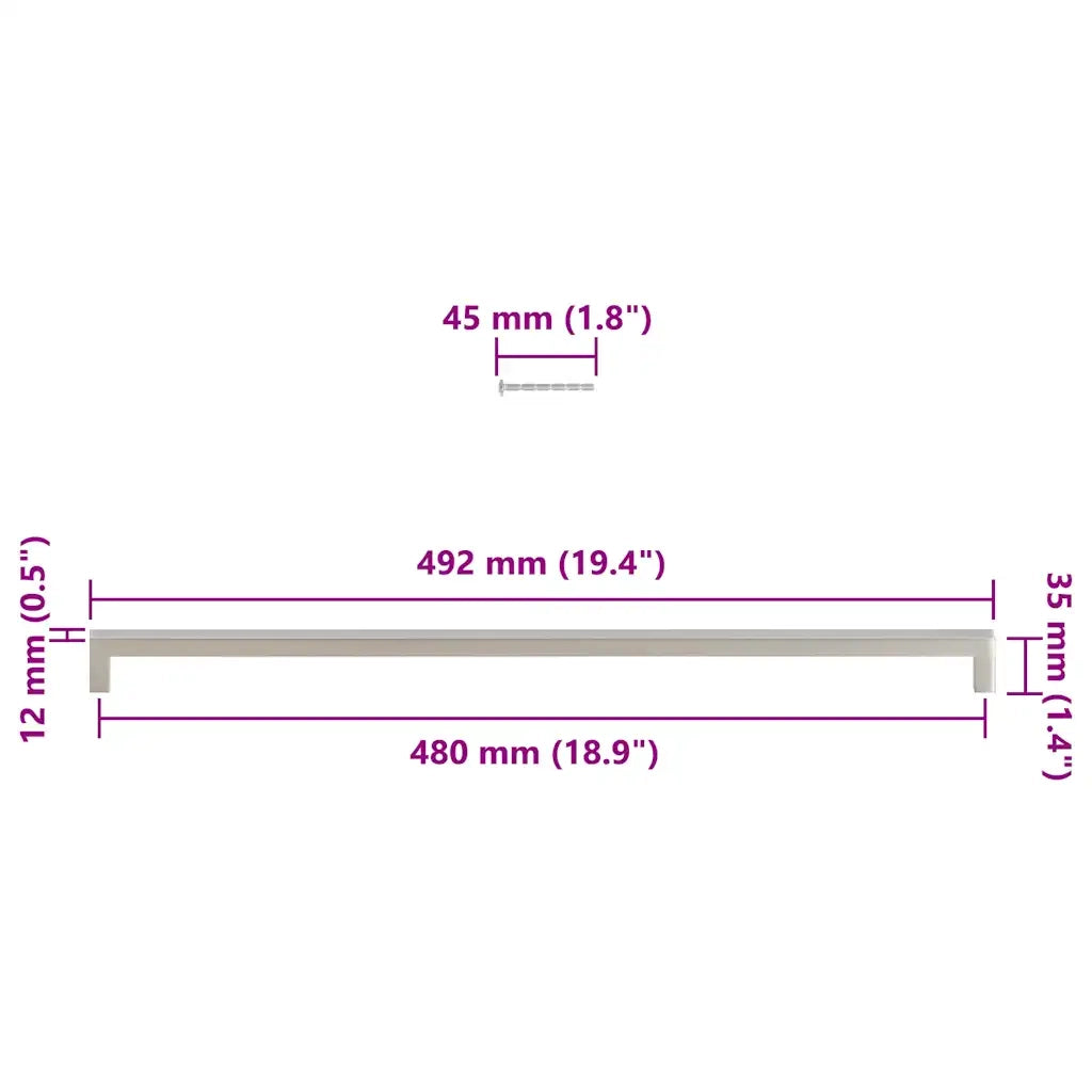 vidaXL Maniglie per Mobili 5pz Argento 480mm in Acciaio Inox
