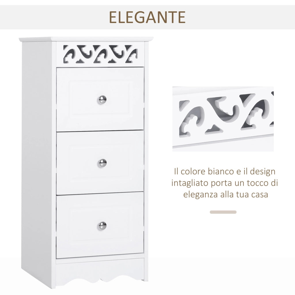 EasyComfort Mobiletto Multiuso con Cassetti, Mobiletto Basso in MDF grado E1 29.8x29.8x68.5cm bianco