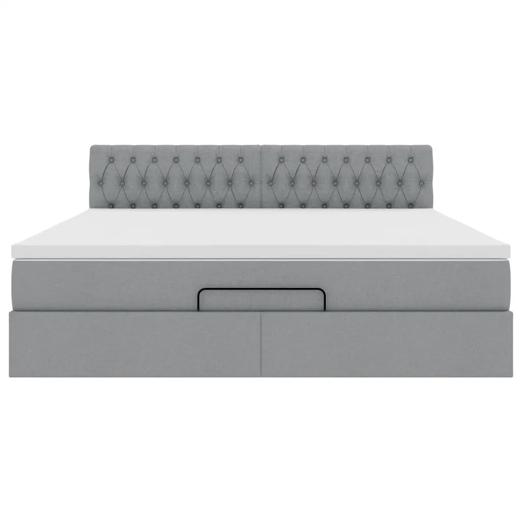 vidaXL Pouf Letto con Materasso e LED Grigio Chiaro 180x200cm Tessuto
