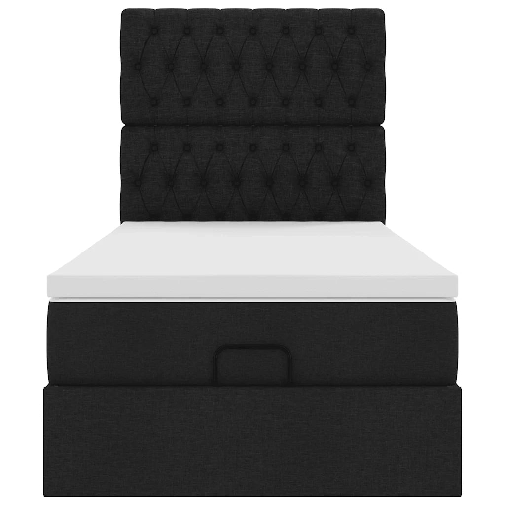 vidaXL Pouf Letto con Materasso Nero 90x200 cm in Tessuto