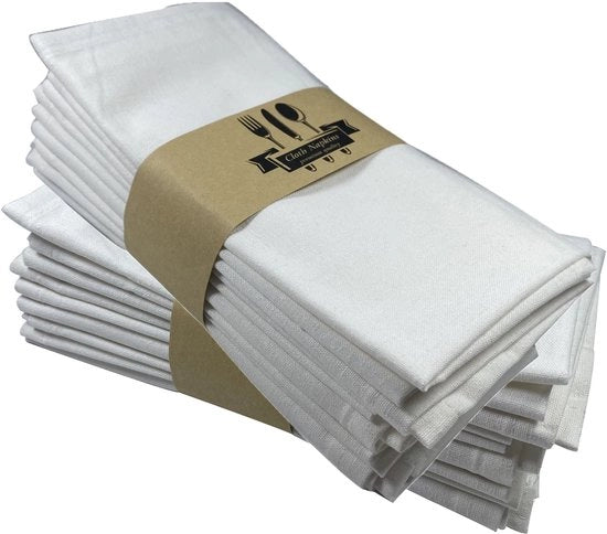 Serviette in Cotone Lino - Tavola Decorazione Festa - 40x40cm - Bianco - Lavabile e Riciclabile