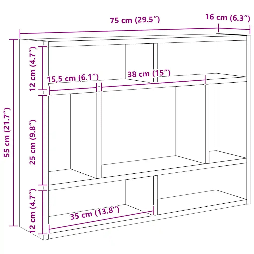 Mensola a Muro Grigio Sonoma 75x16x55 cm in Legno Multistrato 815844
