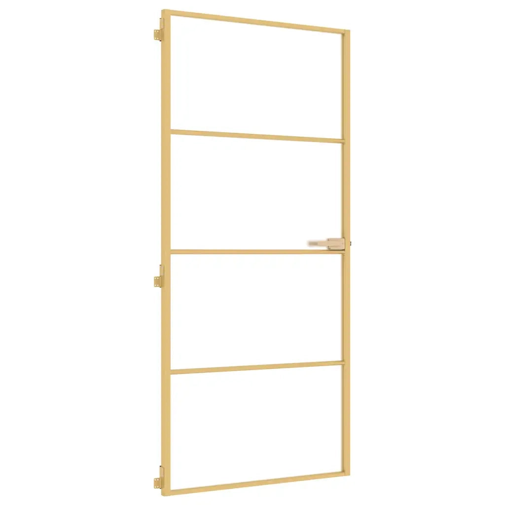 Porta Interni Sottile Oro 93x201,5cm Vetro Temperato Alluminio 155138