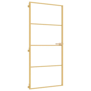 Porta Interni Sottile Oro 93x201,5cm Vetro Temperato Alluminio 155138