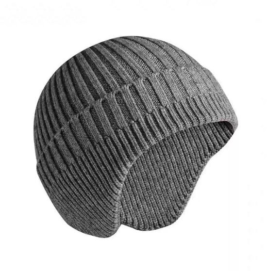 Muffa essenziale per autunno e inverno, cappello di lana spessa, cappello con protezione auricolare, cappello caldo e resistente al freddo - grigio