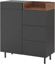 Cassettiera per camera da letto Anika, Antracite, 40 x 100 cm, per l'utilizzo come tavolino laterale con vano portaoggetti aperto