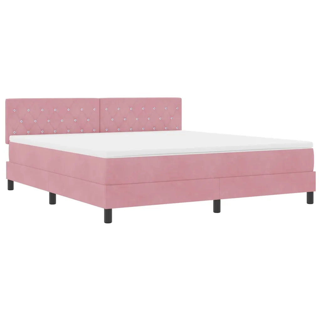 Letto a Sorgente LED con materasso Rosa 180 x 200 cm Velluto