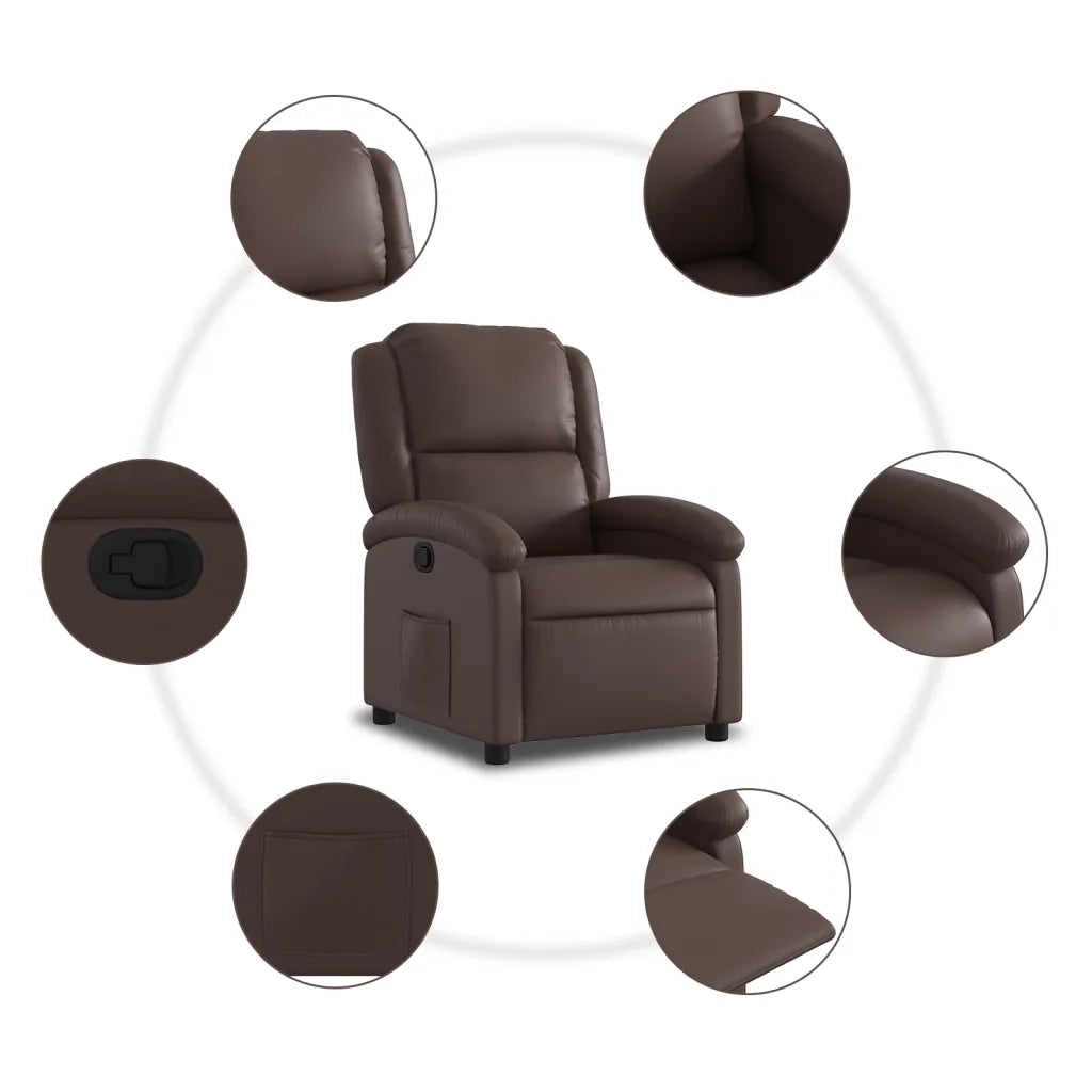 Divano Sedia-Poltrona Reclinabile Marrone in Similpelle 288572