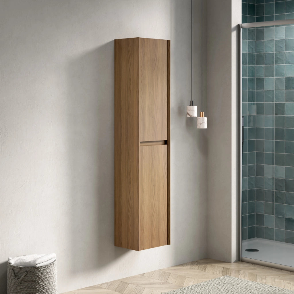 Mobile bagno a 2 ante con ripiani regolabili in compensato; rovere