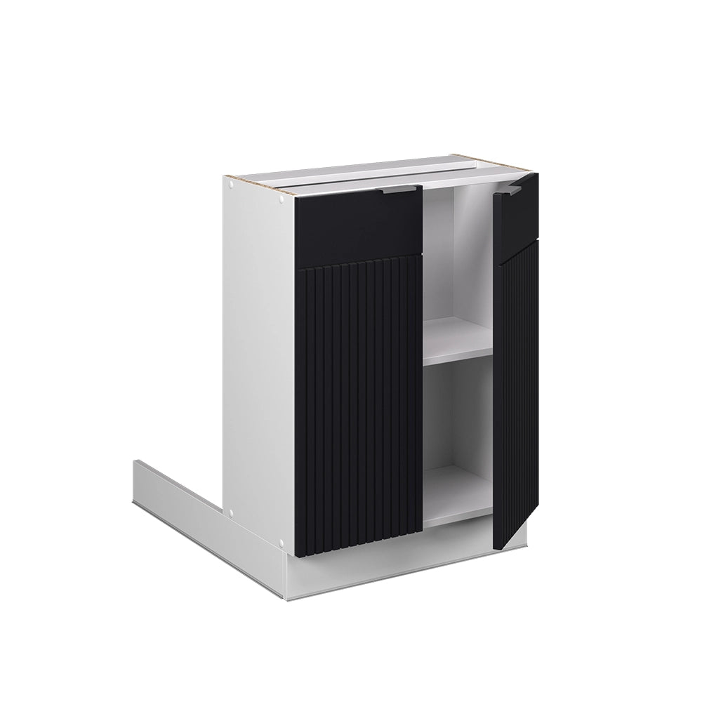 Isola cucina Fame-Line Nero rigato/Bianco 60 cm senza piano di lavoro Vicco