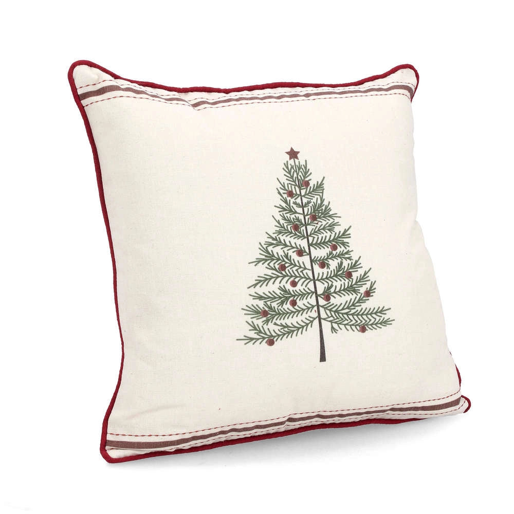 Cuscino Natalizio Bianco con Albero di Natale 45x45 Bizzotto