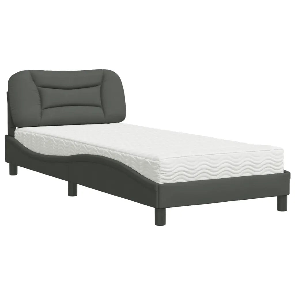 Letto con Materasso Hvar Grigio Scuro 80x200 cm in Tessuto