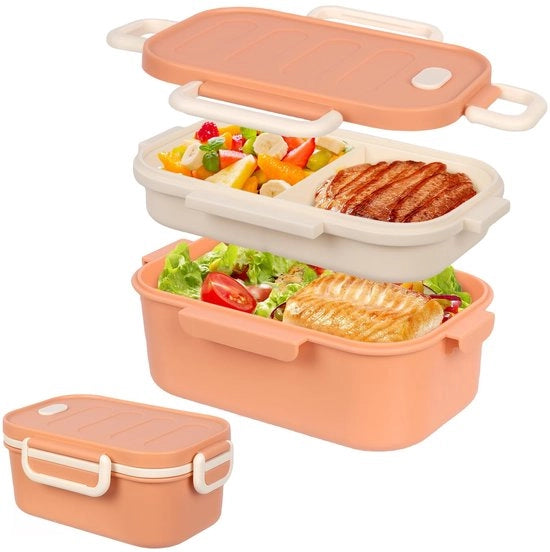 Bentobox per ufficio - 1000 ml - Cassetto per panini - Scatola per colazione a doppia quota - Bentobox per ufficio - Adatta per lavoro/picnic - Sottopiano antiscivolo