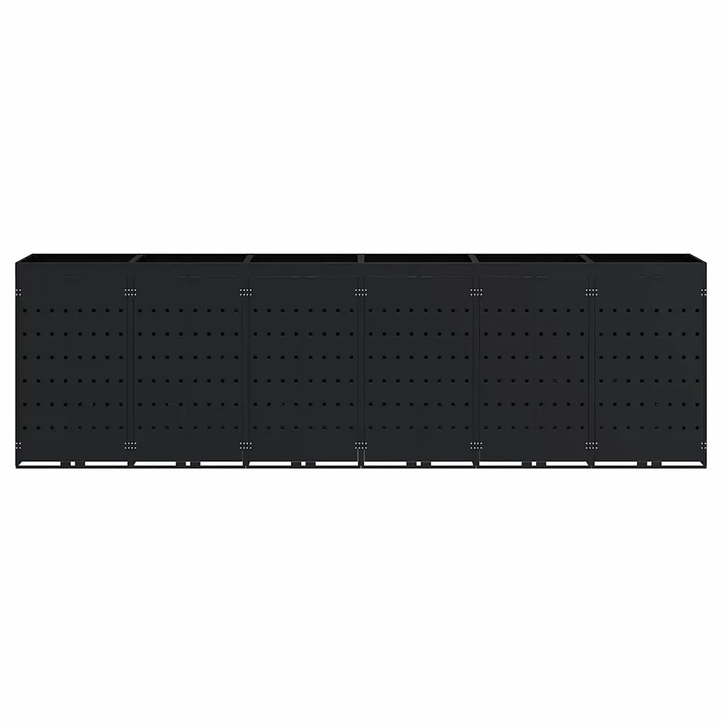 Contenitore per Rifiuti per 6 Bidoni Nero 408 x 77,5 x 121,5 cm