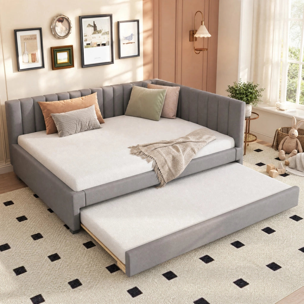 LETTO Divano letto estraibile 140x200 cm in velluto grigio