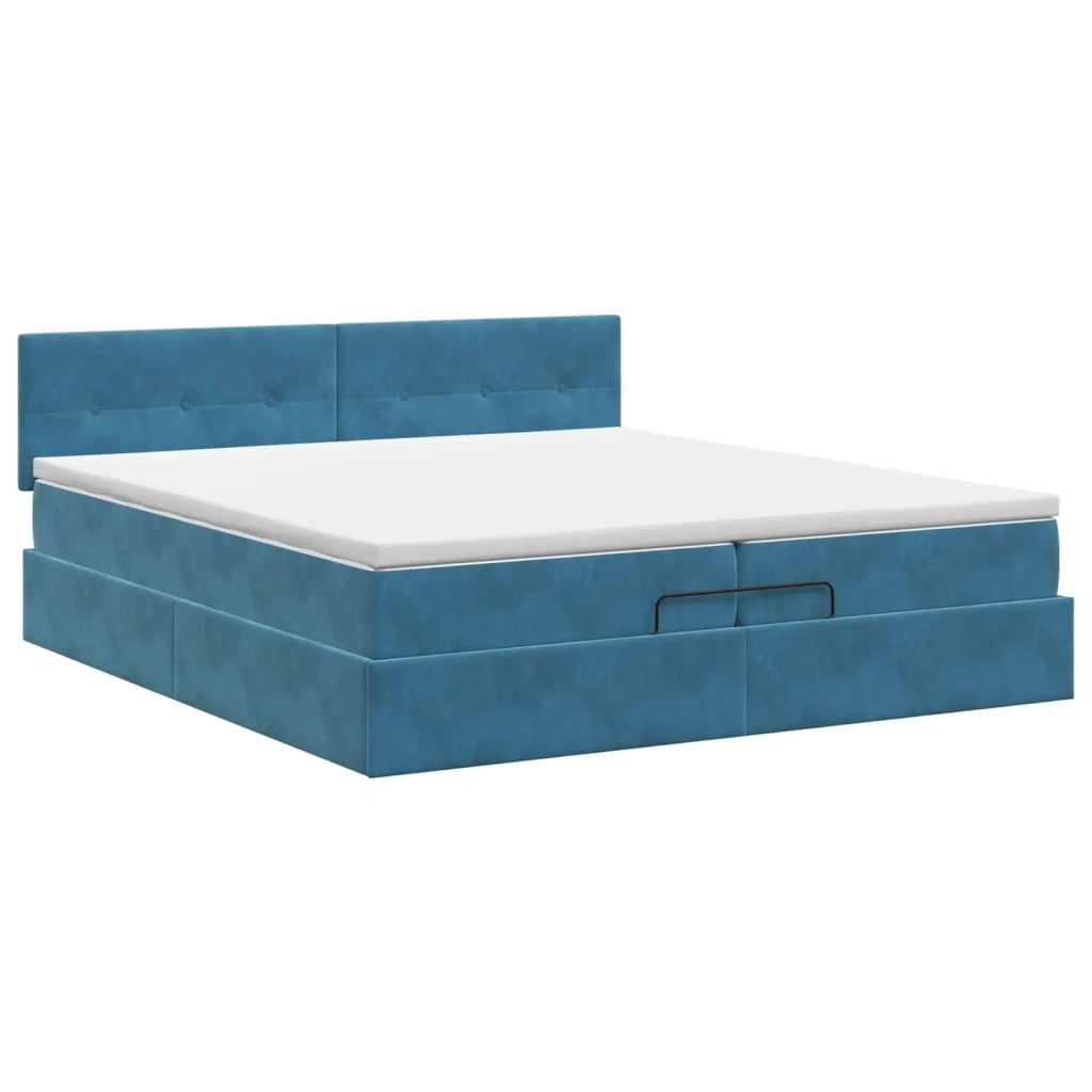 Letto ottomano con materasso Blu Scuro 200 x 200 cm Velluto 3456583
